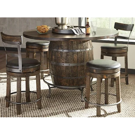 5-Piece Counter Height Pub Table Set with Lazy Susan